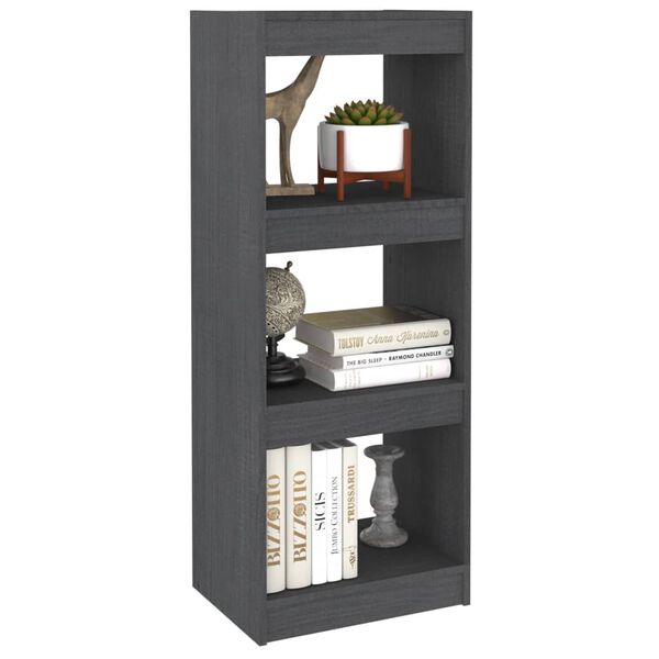 vidaXL Book Cabinet/Room Divider Grey 40x30x103.5 cm Solid Pinewood