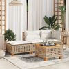 vidaXL Garden Stool with Cushion Beige 63.5x56x32 cm Poly Rattan