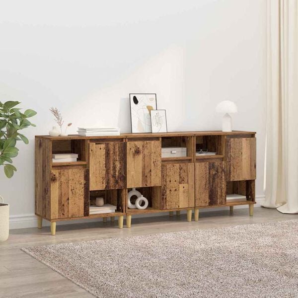 vidaXL Sideboards 3 pcs Old Wood 60 x 35 x 70 cm Engineered Wood
