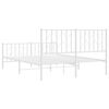 vidaXL Metal Bed Frame without Mattress with Footboard&nbsp;White 135x190cm