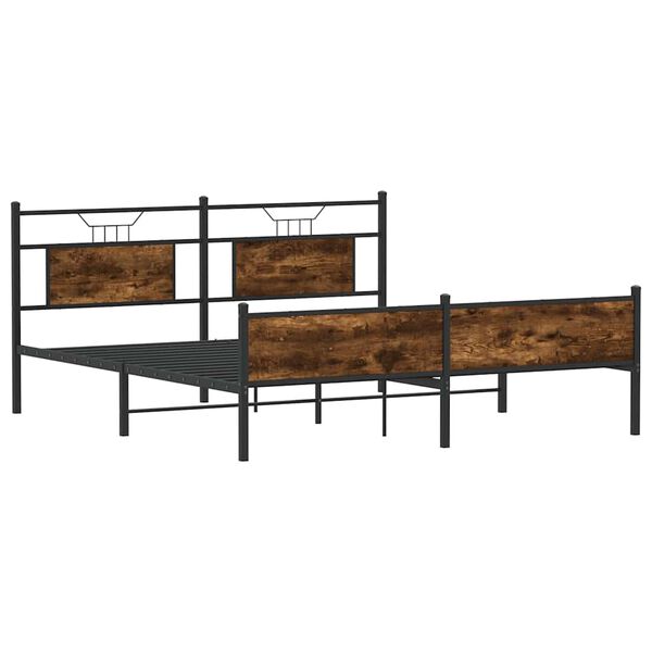 vidaXL Metal Bed Frame without Mattress Smoked Oak 180x200 cm Super King