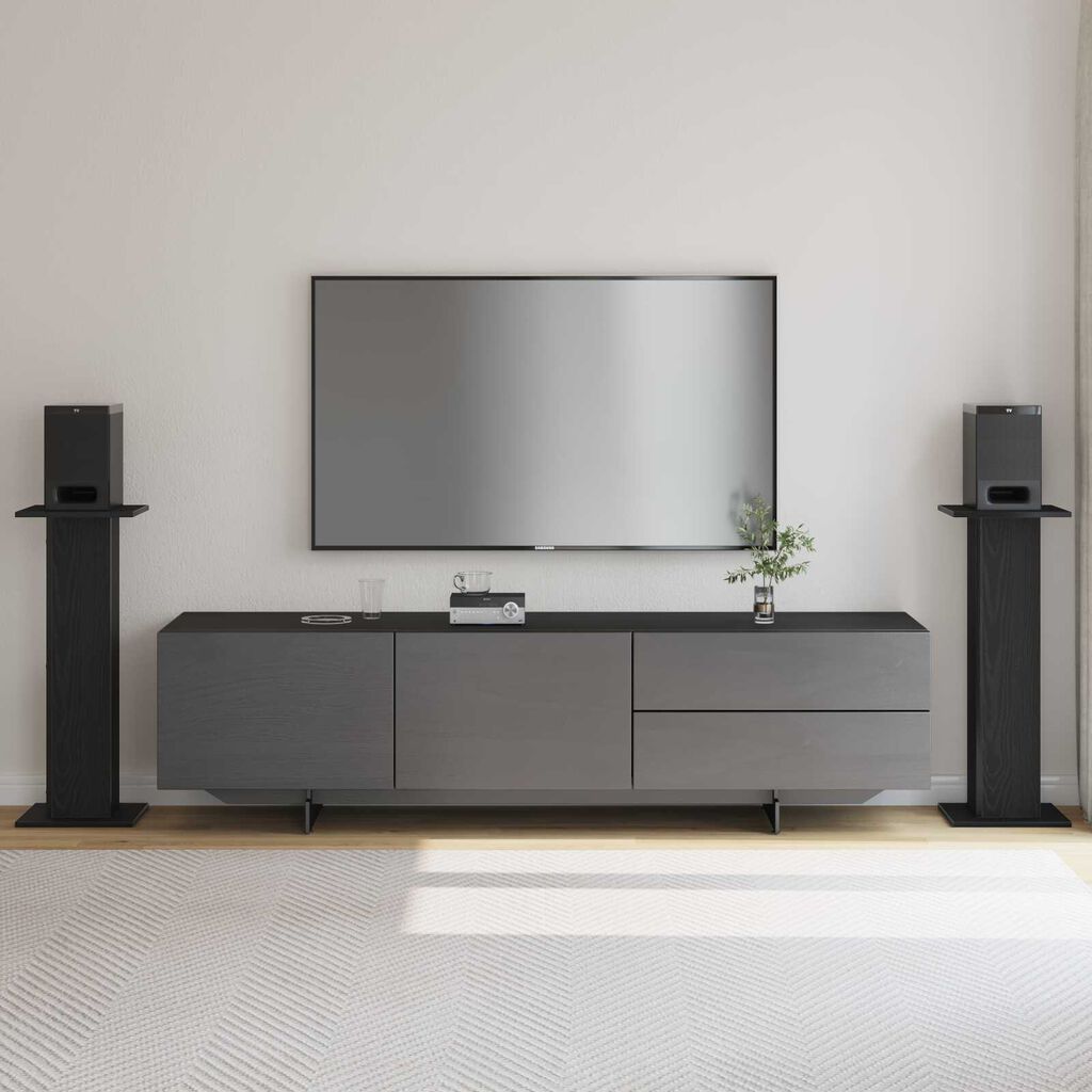 vidaXL Speaker Stands 2 pcs Black oak 30 x 30 x 80 cm Engineered wood