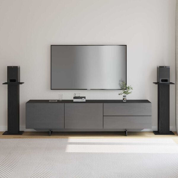 vidaXL Speaker Stands 2 pcs Black oak 30 x 30 x 80 cm Engineered wood