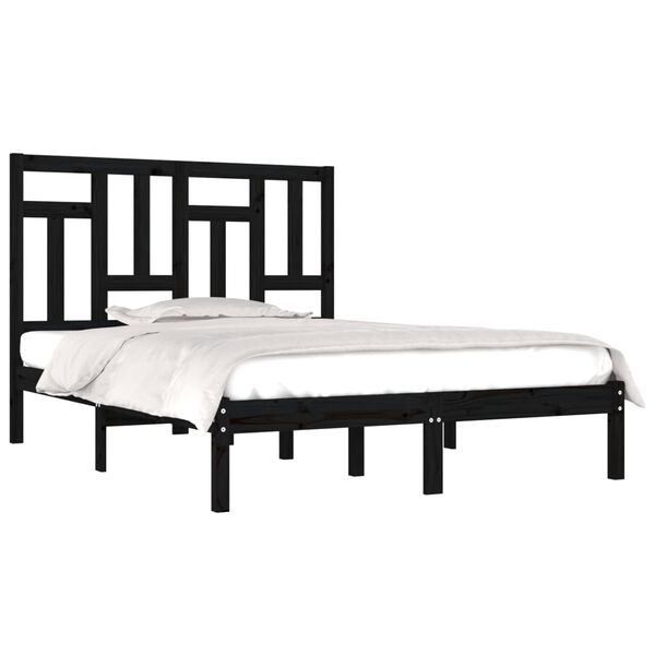 vidaXL Bed Frame without Mattress Black 200x200 cm Solid Wood Pine