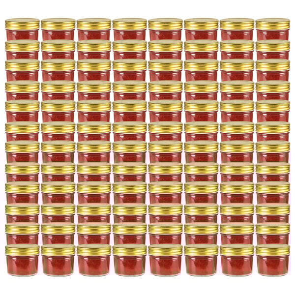 vidaXL Glass Jam Jars with Gold Lid 96 pcs 110 ml