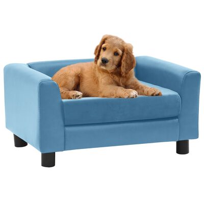 vidaXL Dog Sofa Foam Cushion Turquoise 60x43x30 cm Plush&Faux Leather