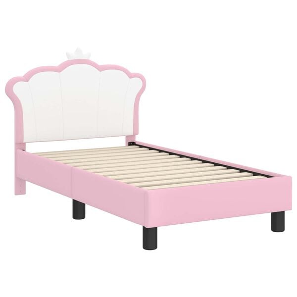 vidaXL Toddler Bed Frame with Headboard Pink 70 x 140 cm PU