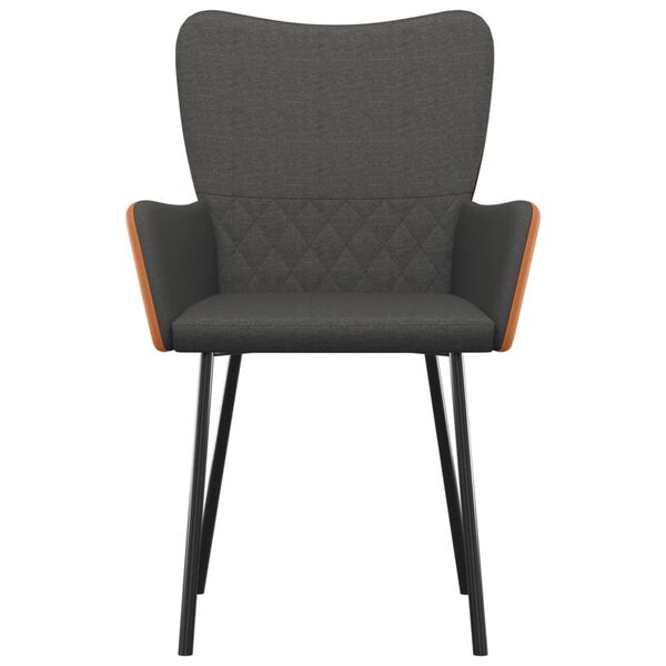 vidaXL Dining Chairs 2 pcs Dark Grey Fabric and Faux Leather