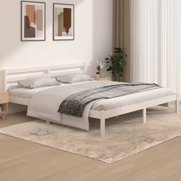 vidaXL Bed Frame without Mattress 180x200cm White Super King Size