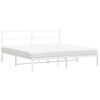 vidaXL Metal Bed Frame without Mattress with Headboard White 200x200cm