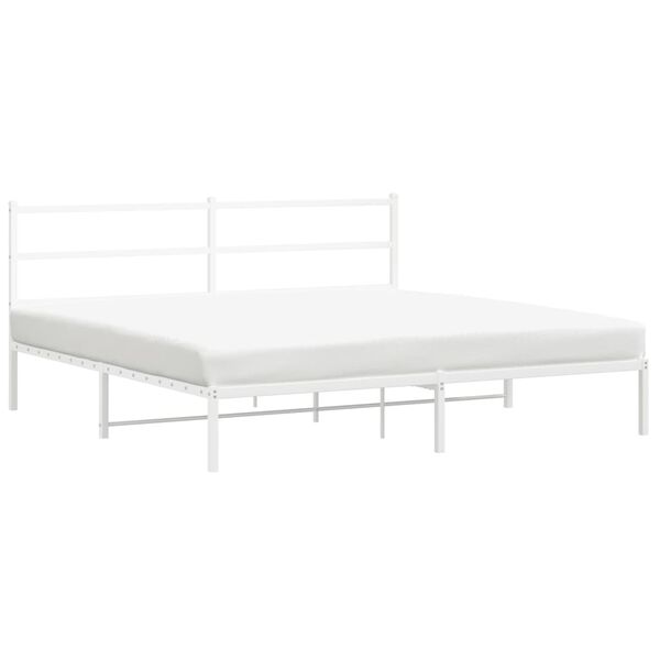 vidaXL Metal Bed Frame without Mattress with Headboard White 200x200cm