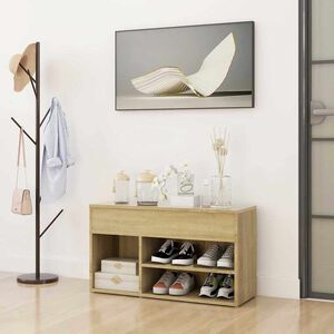 vidaXL Shoe Bench Sonoma Oak 80x30x45 cm Engineered Wood