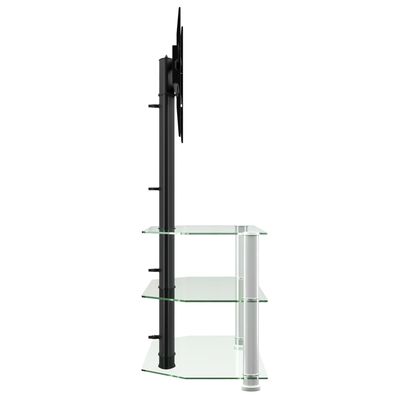 vidaXL Corner TV Stand 3-Tiers for 32-70 Inch Black and Silver