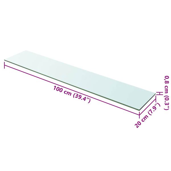 vidaXL Shelf Panel Glass Clear 100x20 cm