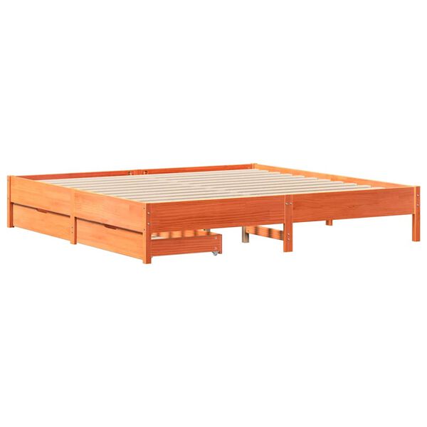 vidaXL Bed Frame without Mattress Wax Brown 180x200 cm Super King Solid Wood Pine