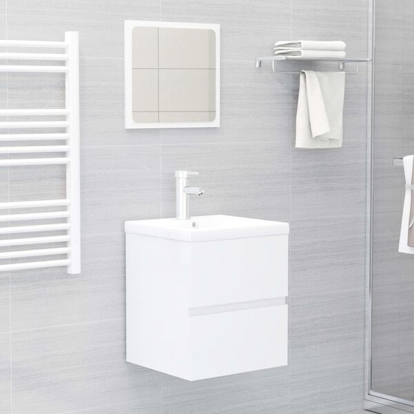vidaXL Sink Cabinet High Gloss White 41x38.5x45 cm Engineered Wood