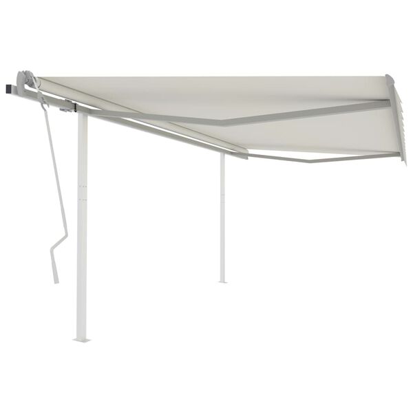 vidaXL Manual Retractable Awning with Posts 4.5x3.5 m Cream