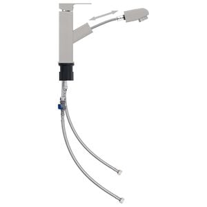 vidaXL Bathroom Basin Faucet with Pull-out Function Silver 157x172 mm