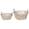 vidaXL Planter Basket with Storage 2 pcs Natural Grey Kubu Rattan