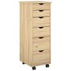 vidaXL Rolling Cabinet 34 x 39 x 93.5 cm Solid Pine Wood Brown