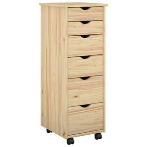 vidaXL Rolling Cabinet 34 x 39 x 93.5 cm Solid Pine Wood Brown