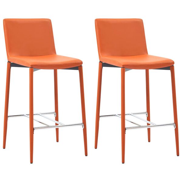 vidaXL Bar Stools 2 pcs Orange Faux Leather