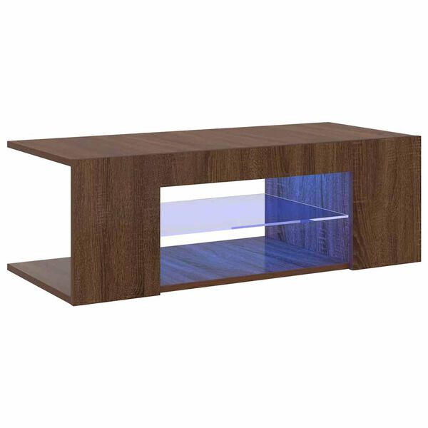 vidaXL TV Cabinet with LED Lights Brown Oak 90x39x30 cm