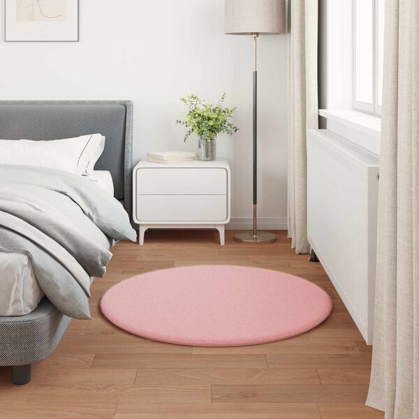 vidaXL Faux Rabbit Fur Rug Olite Pink &Oslash; 80 cm Polyester