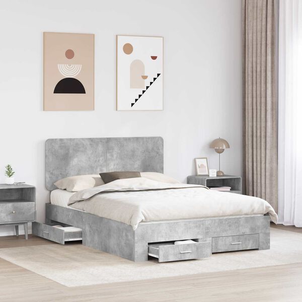vidaXL Bed Frame Concrete Grey 150 x 200 cm Engineered Wood