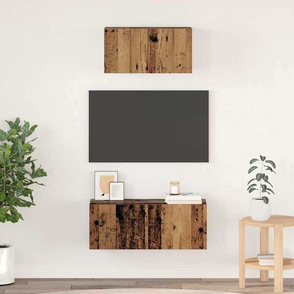vidaXL TV Cabinet Set Wall-mounted 2 pcs Old Wood Engineered Wood