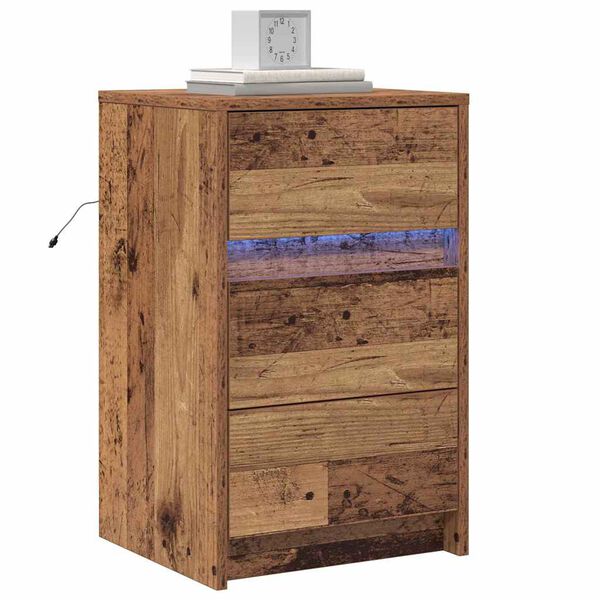 vidaXL Bedside Cabinet Old Wood 38 x 34 x 61 cm Engineered wood