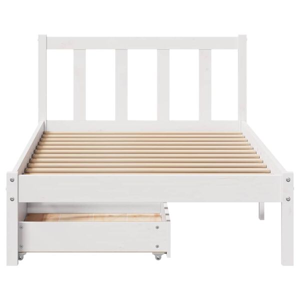 vidaXL Bed Frame without Mattress White 75x190 cm Small Single Solid Wood Pine
