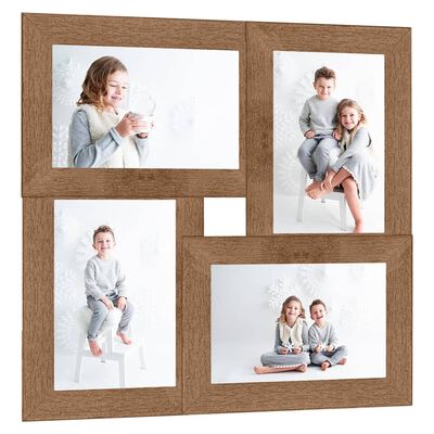 vidaXL Collage Photo Frame for 4x(10x15 cm) Picture Light Brown MDF