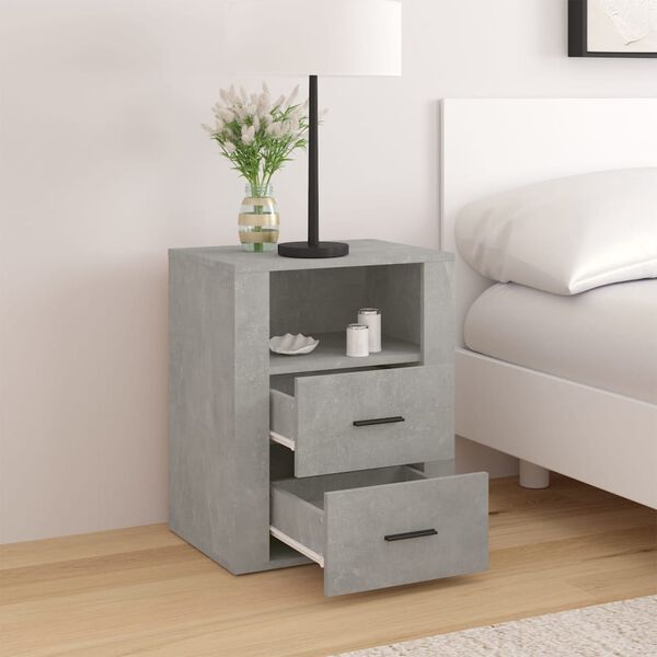 vidaXL Bedside Cabinet Concrete Grey 50x36x60 cm Engineered Wood