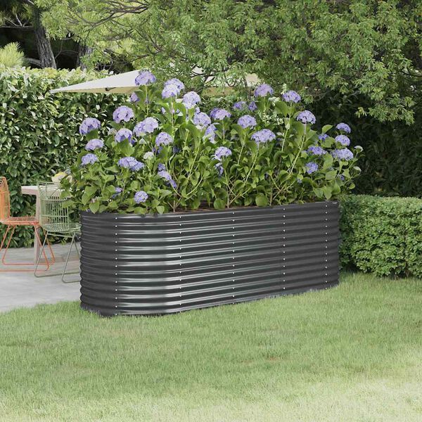 vidaXL Garden Raised Bed Galvanised Steel 224x80x68 cm Anthracite