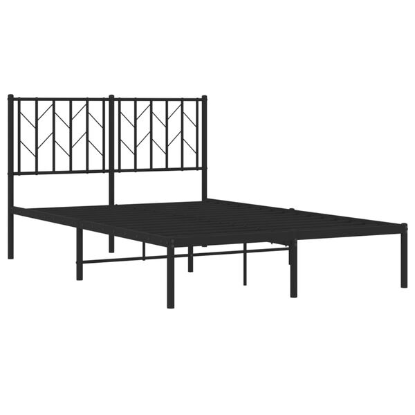vidaXL Metal Bed Frame without Mattress with Headboard Black 120x190cm