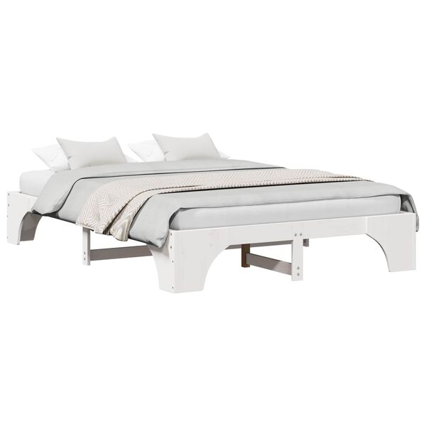 vidaXL Bed Frame White 160 x 200 cm Solid Pine Wood