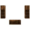 vidaXL 4 Piece TV Wall Cabinets with LED Lights Smoked Oak
