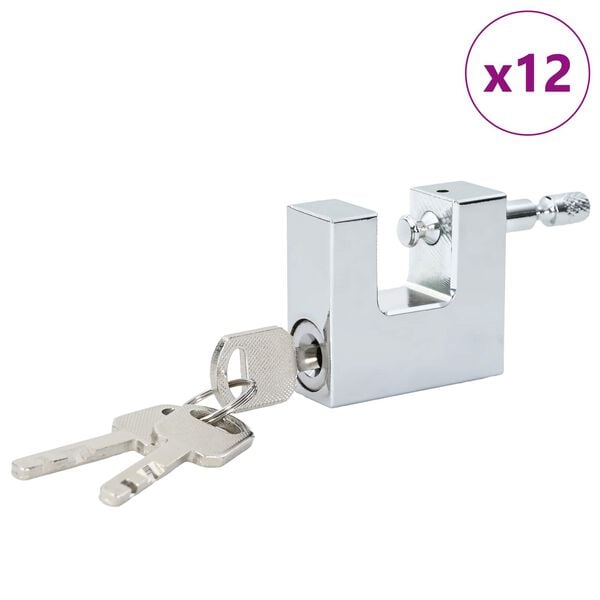 vidaXL Padlock 12 pcs Silver 5 x 1.9 x 4.5 cm Iron