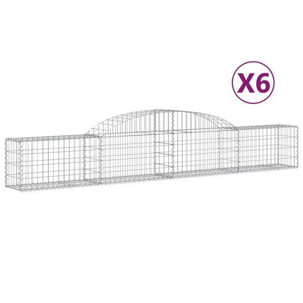 vidaXL Arched Gabion Baskets 6 pcs 300x30x40/60 cm Galvanised Iron