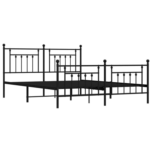 vidaXL Metal Bed Frame without Mattress with Footboard Black 180x200cm