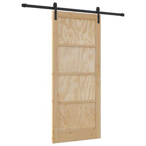 vidaXL Sliding Door 86 x 198.5 cm Solid Pine Wood Natural and Black