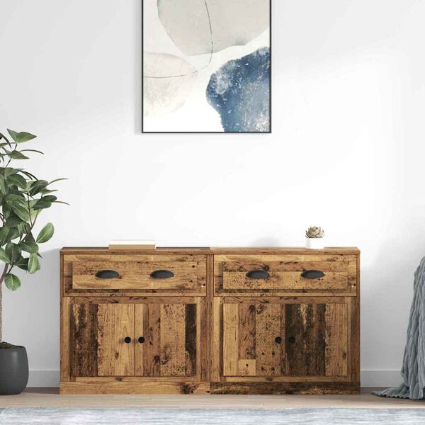 vidaXL Sideboards 2 pcs Old Wood 70 x 35.5 x 67.5 cm Engineered Wood