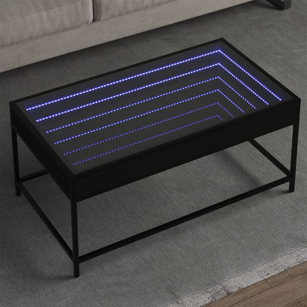 vidaXL Coffee Table with Infinity LED Black 90x50x41 cm