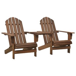vidaXL Garden Adirondack Chairs with Tea Table Solid Fir Wood Brown