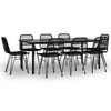 vidaXL 9 Piece Garden Dining Set Black Poly Rattan