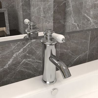 vidaXL Bathroom Basin Faucet Silver 130x180 mm