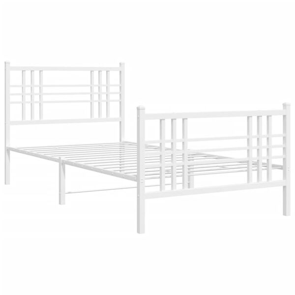 vidaXL Metal Bed Frame without Mattress with Footboard White 90x190cm