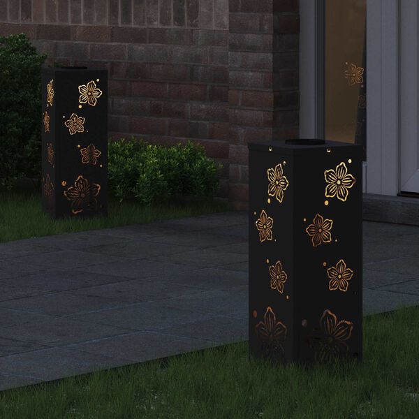 vidaXL Solar LED Pathway Light 2 pcs Black Cold Rolled Steel