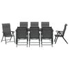 vidaXL Garden Dining Set 9 pcs Grey Powder-Coated Steel